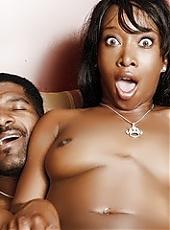 Horny black chick Ariel Alexus sinfully sucks a dong and got her ebony cunt fucked hard live